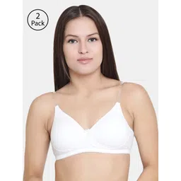 Floret White Pack Of 2 Solid Non-Wired Lightly Padded T-shirt Bra-picture-27