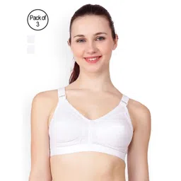 Floret White Solid Pack Of 3 Non-Wired Everyday Bra Sherry_White-White-White_40B-picture-42