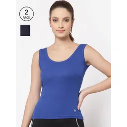 Floret Women Blue Pack Of 2 Solid Cotton Camisoles-picture-32