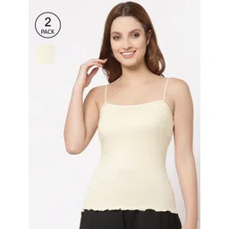 Floret Women Pack Of 2 Beige Solid Camisoles-picture-10
