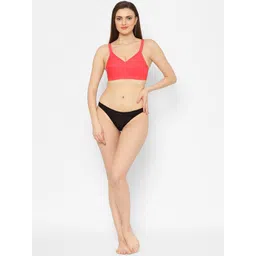 Floret Women Pack of 2 Coral-Coloured Solid Non-Wired Non-Padded Everyday Bras Cross Fit image 5