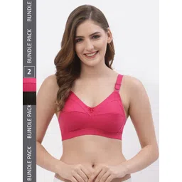 Floret Women Pack Of 2 Magenta & Black Solid Non-Wired Non-Padded Everyday Bra T3061_-picture-25