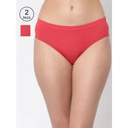 Floret Women Pack Of 2 Red Solid Hipster Briefs-picture-22
