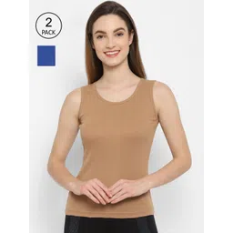 Floret Women Pack of 2 Solid Cotton Camisoles-picture-23