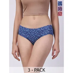 Floret Women Pack Of 3 Assorted Floral Printed Briefs-picture-30