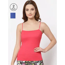 Floret Women Rose & Blue Pack of 2 Solid Cotton Camisoles-picture-14
