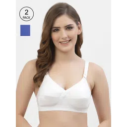 Floret Women White & Blue Set Of 2 Cotton Non Padded Bra-picture-14