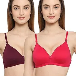 floret Women's Non Padded/Non-Wired & Medium Coverage Deep-Neck/Narrow Back T-Shirt Bra (Pack of 2)-picture-36