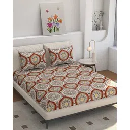 florida 150 TC Floral Print Super King-Size Bedsheet with Pillow Covers -picture-20