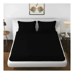 florida Black Solid 144 TC Cotton King Sized Bedsheet Bedsheet 2 Pillow Shades Collection-picture-30