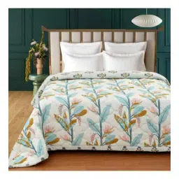 florida Blue Microfiber Floral 180 GSM Double Size Reversible Comforter-picture-22