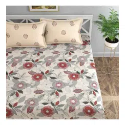florida Cream Floral 144 TC Cotton Queen Sized Bedsheet Bedsheet 2 Pillow Prime Collection-picture-11