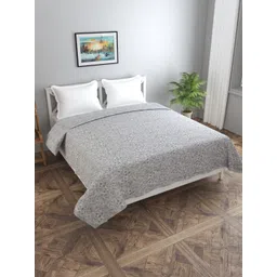 Florida Fiva Off White & Grey Floral Printed Cotton 200 GSM Reversible Double Bed Dohar-picture-21