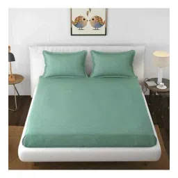 florida Green Solid 144 TC Cotton King Sized Bedsheet Bedsheet 2 Pillow Shades Collection-picture-33