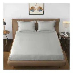 florida Grey Solid 144 TC Cotton King Fitted Bedsheet Bedsheet 2 Pillow Shades Collection-picture-34