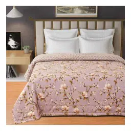 florida Mauve Microfiber Floral 180 GSM Double Size Reversible Comforter-picture-39