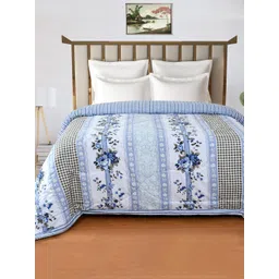 Florida White & Blue Floral Microfiber AC Room Double Bed Comforter-picture-33
