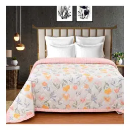 florida White Microfiber Floral 180 GSM Double Size Reversible Comforter-picture-25