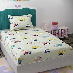 Florida Giggles Kids Bedsheet for Single Size Bed with Pillow Covers and Made of Microfiber with Vehicle Print-picture-25