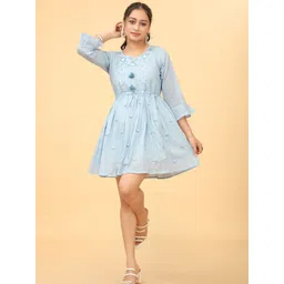 Flossy Floral Embroidered A-Line Dress-picture-28