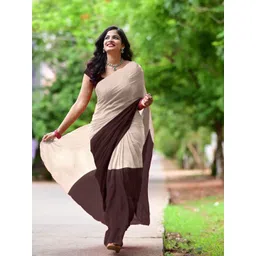 FLOURIOUS Colourblocked Poly Chiffon Ready to Wear Saree-picture-18