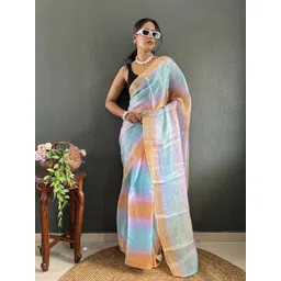 FLOURIOUS Striped Saree-picture-12