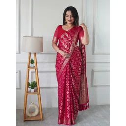 FLOURIOUS Woven Design Pure Georgette Ready to Wear Banarasi Saree-picture-17