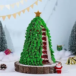FlowerAura Christmas Special Fresh Yummy Christmas Tree Design Red Velvet Cake | Christmas Celebration Cake | Christmas Gift For Friends, Family, Colleagues (Same Day Delivery) (1Kg)-picture-14