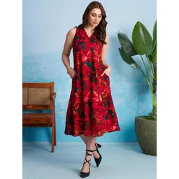 FLOWERVELLY Floral Print A-Line Midi Dress-picture-19