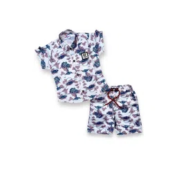 FLUEMART Boys Floral Printed Half Sleeve Shirt with Trousers Clothing Set-picture-27