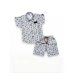 FLUEMART Boys Floral Printed Shirt with Trousers Clothing Set-picture-26