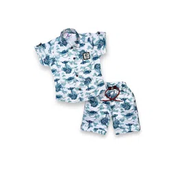 FLUEMART Boys Green & White Checked Shirt With Trouser-picture-12