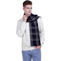 flyer Men's stole/scarf Colour- Dark Blue & Cream stylish 100% soft viscose ethnic scarves pack of 1 ST-11-picture-54