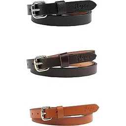 flyer Women's Leather belt for Women/Girls Formal/Casual (Colour - Brown/Black/Tan) Buckle Adjustable Size Genuine Leather Pack of 3 (B014) 2 Years Warranty-picture-11