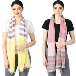 flyer Woven, Striped, Self Design, Solid Viscose, Cotton Viscose Blend Women Multicolor Stole, Scarf, Fancy Scarf-picture-28