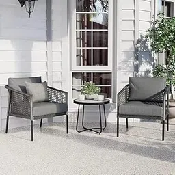 Flying Arrow Transform Your Outdoor Space with Our 3 Piece Patio Rope Furniture Set - Perfect for Terrace, Garden, Balcony, Porch, Deck and Yard (Grey)-picture-10