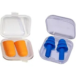 flying CLOUDS Soft Silicone Noise Reduction Sleeping, Meditation and Swimming Ear Plugs for Adult and Child (Blue and Orange) -Combo Pack of 2 Pairs-picture-22