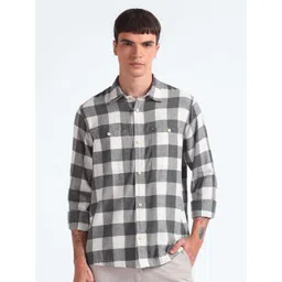 Flying Machine Buffalo Checked Pure Cotton Casual Shirt-picture-12