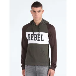 Flying Machine Colourblocked Hooded Pure Cotton Sweatshirt-picture-32