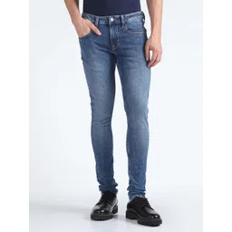 Flying Machine Men Blue Jackson Skinny Fit Low-Rise Heavy Fade Stretchable Jeans-picture-36