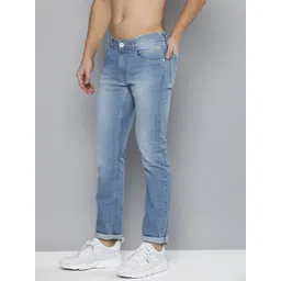 Flying Machine Men Blue Micheal Slim Tapered Fit Light Fade Printed Stretchable Jeans-picture-19