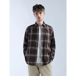 Flying Machine Men Buffalo Checked Spread Collar Pure Cotton Casual Shirt-picture-16