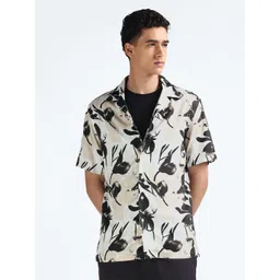Flying Machine Men Cuban Collar Abstract Printed Casual Shirt-picture-11