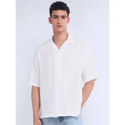 Flying Machine Men Cuban Collar Solid Oversized Casual Shirt-picture-26