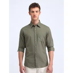 Flying Machine Men Cutaway Collar Solid Cotton Casual Shirt-picture-10