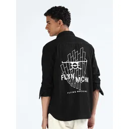 Flying Machine Men Cutaway Collar Typography Printed Cotton Casual Shirt-picture-16