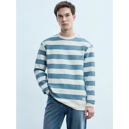 Flying Machine Men Horizontal Striped Relaxed Fit Sweatshirt image 4