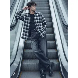 Flying Machine Men Relaxed Fit Tartan Checked Spread Collar Casual Shirt-image-12