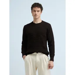 Flying Machine Men Self Design Cable Knit Pullover Ribbed Sweater-picture-28