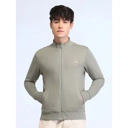 Flying Machine Men Solid High Neck Long Sleeves Front-Open Regular Sweatshirt-picture-25